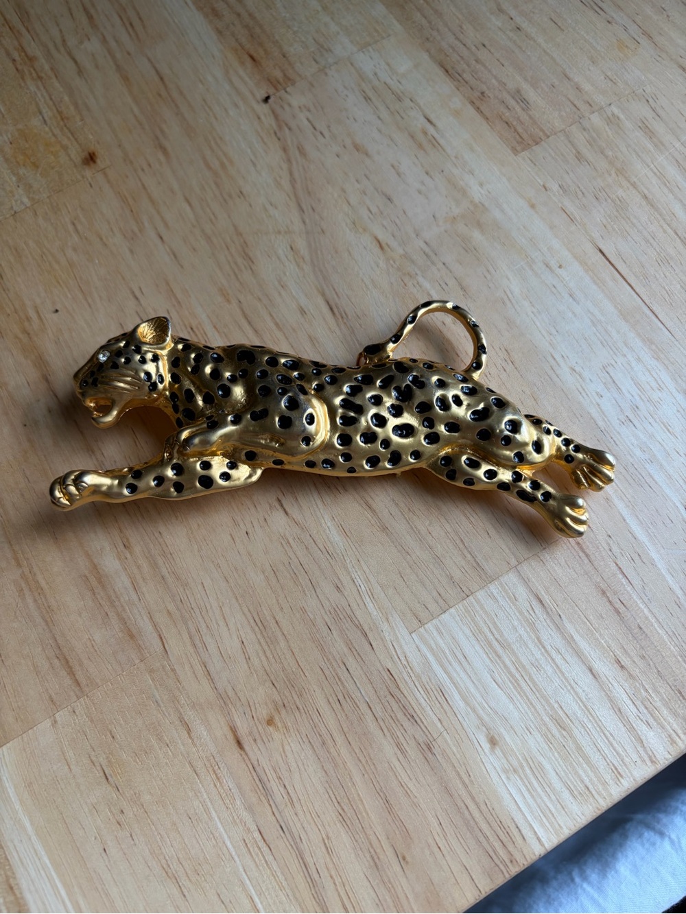 Vintage Gold Leopard Belt Buckle black belt jeweled - Picture 1 of 7